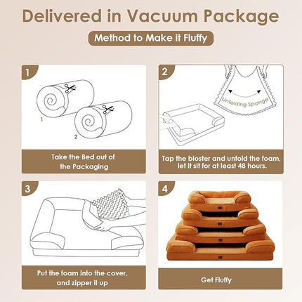 EHEYCIGA Orthopedic XL Dog Beds, Waterproof Memory Foam Dog Bed for Extra Large Dogs, Non-Slip Bottom and Egg-Crate Foam Big Pet Couch Bed with Washable Removable Cover,Pumpkin Orange