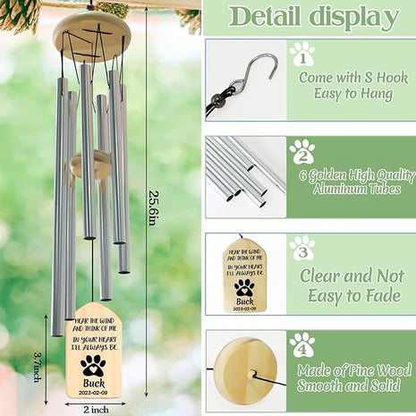 Cat Memorial Gifts, Personalized Cat Memorial Wind Chimes, Pet Memorial Gifts, Pet Loss Gifts, Loss of Cat Sympathy Gift, Bereavement Gifts for Loss of Cat
