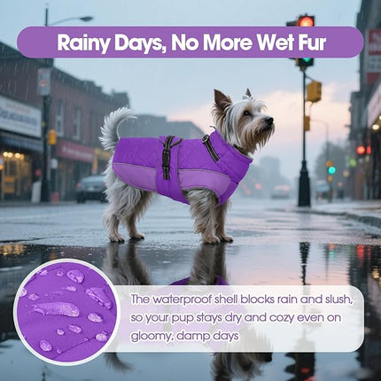 QBLEEV Warm Dog Jacket - Reflective, Adjustable Winter Coat with Turtleneck for Cold Weather, Waterproof Fleece Snowsuit for Small, Medium, Large Dogs