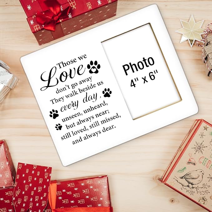 Pet Memorial Gift for Dogs Picture Frame, Sympathy Gifts for Loss of Loved Pet, Dog Bereavement Gifts, Cat Remembrance Gift Wood Photo Frames, 4 x 6 Inch Photo