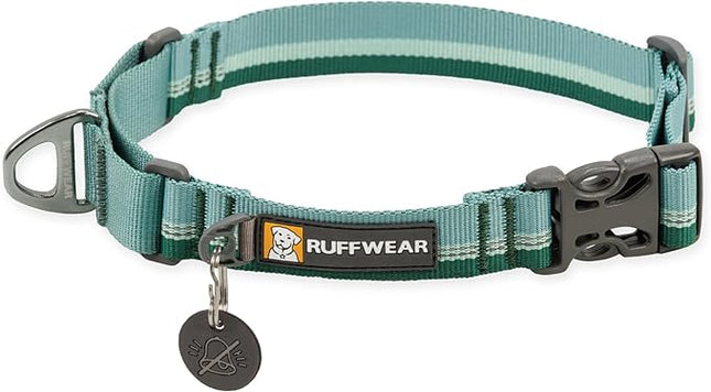 Ruffwear, Web Reaction Dog Collar, Escape-Proof Security Buckle, Adjustable Anti-Slip Martingale Collar with Durable Nylon Tubelok Webbing & Silent ID Attachment, River Rock Green, 14"-17"
