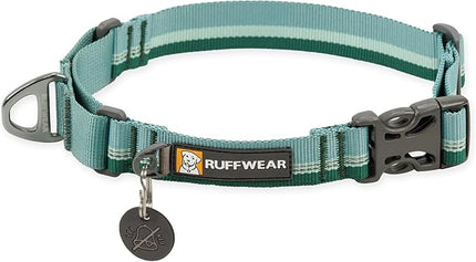 Ruffwear, Web Reaction Dog Collar, Escape-Proof Security Buckle, Adjustable Anti-Slip Martingale Collar with Durable Nylon Tubelok Webbing & Silent ID Attachment, River Rock Green, 17"-20"