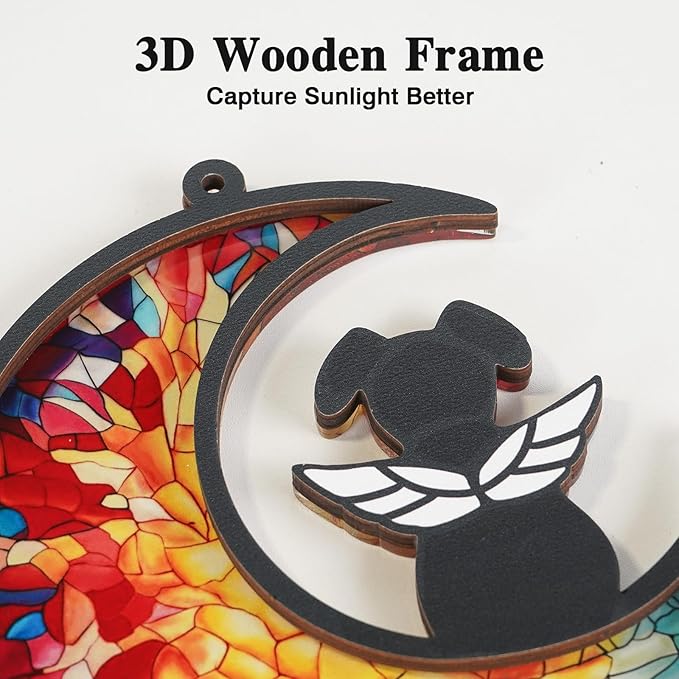 Dog Memorial Suncatcher, Dog Memorial Gifts for Loss of Dogs, Custom with Name Date Pet Sympathy Gifts for Grief Puppy Lovers, Personalized Pet Remembrance Ornaments for Window Hanging