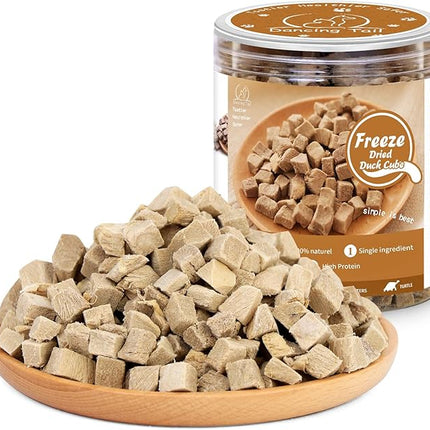 Freeze Dried Raw Cat and Dog Treats, Healthy Limited Ingredient Duck Cube Weight Control Traing Treats for Small Dogs Cats 4.6 Ounce