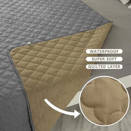 SPXTEX Dog Bed Cover Washable Pee Pads Dog Blankets for Puppy Large Dog Cat,Sofa Reversible Changing Pad Reusable 1 Piece（82"x102",Beige+Grey）