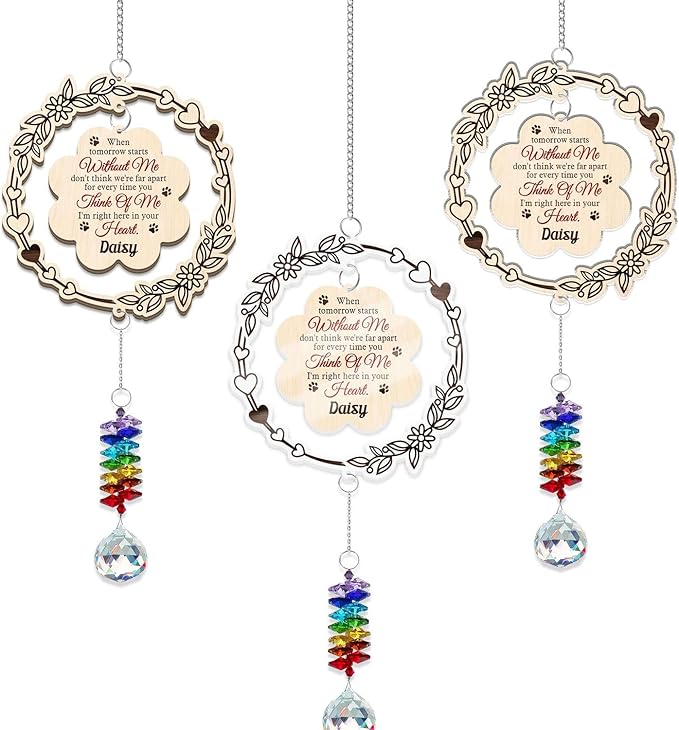 Personalized Dog Memorial Gifts, Sun Catcher Paw Print Sympathy Gift for Dog Lover, Crystal Suncatcher Remembrance Gift, Rainbow Maker