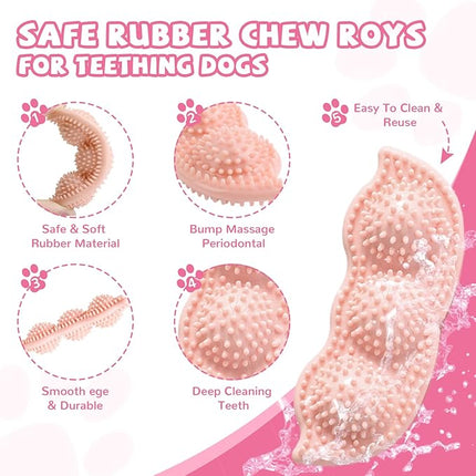 6 Pack Puppy Teething Toys Cute Pink Puppy Chew Toys for Teething Small Breed Dog Chew Toy Interactive Pet Toy Set for Puppies to Keep Them Busy Soft Durable Small Breed Doggy Chewing Ball