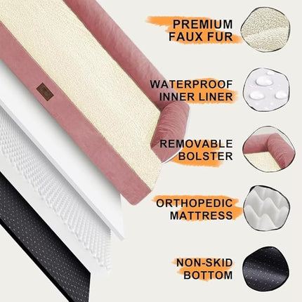 Dog Bed Medium Size Dog-Orthopedic Waterproof Bed for Dogs,Foam Couch Sofa with Washable Removable Cover & Non-Slip Bottom-Pink