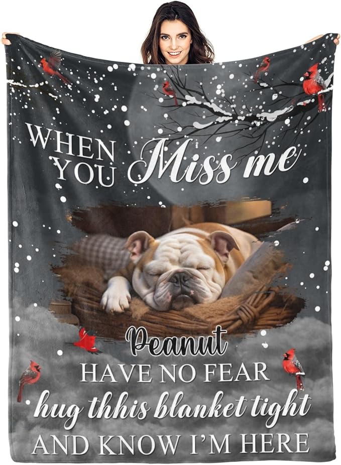 Pet Memorial Gifts for Lost of Dogs Cats, Personalized Pet Memorial Throw Blanket with Photo, in Memory of Dog Sympathy Gift Bereavement Remembrance Passing Away Gifts, Custom Pet Picture Blanket