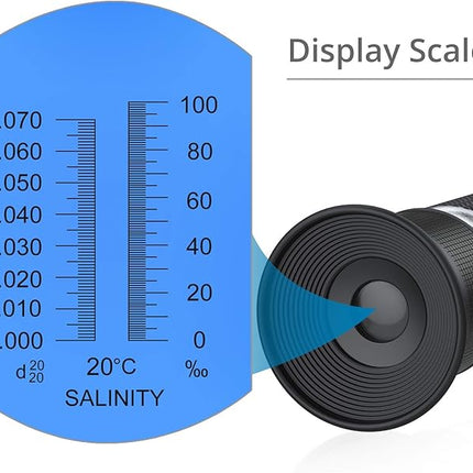 AUTOUTLET Refractometer Saltwater Aquarium for Seawater,Pool,Tank,Testing,Marine Fishkeeping, 0-100PPT & 1.000-1.070 Salinity Tester with ATC Function Hydrometer Specific Gravity Salinity Meter Kit