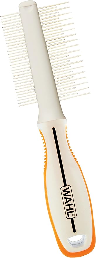 Wahl Premium Flea, Hair Pick, & Finishing Comb with Ergonomic Grips for Dog Grooming, Brushing, Detangling, and Flea Removal – Model 858503