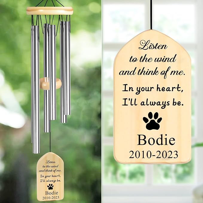 Pet Loss Gifts - PEMIRSAYO Personalized Dog Memorial Wind Chime - Pet Memorial Gifts - Loss of Dog Sympathy Gift - Bereavement Remembrance Memorial Gifts for Loss of Pet Dog