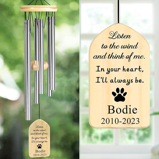 Pet Loss Gifts - PEMIRSAYO Personalized Dog Memorial Wind Chime - Pet Memorial Gifts - Loss of Dog Sympathy Gift - Bereavement Remembrance Memorial Gifts for Loss of Pet Dog