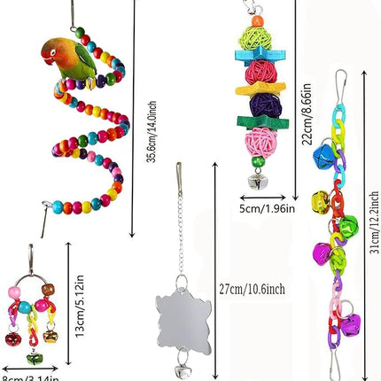 Bird Parakeet Cockatiel Toys, ESRISE Parrots Cage Hammock Swing Climbing Ladders Wooden Perch Chewing Toy for Budgerigar, Conures, Love Birds, Budgies