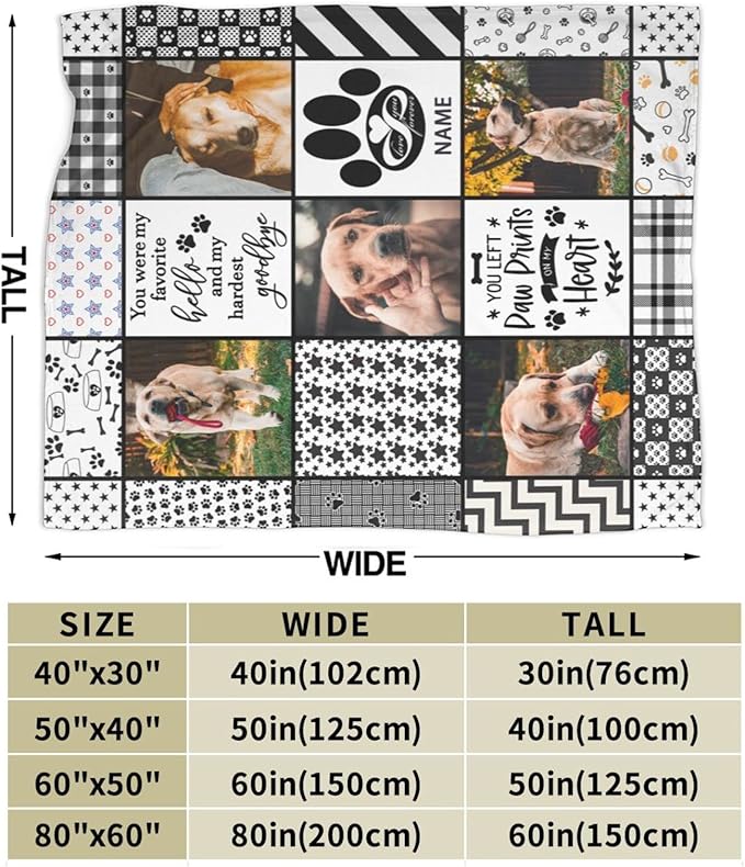 Funnylife Custom Dog Photo Memorial Blanket Personalized Pet Memorial Gifts for Dogs Loss of Pet Sympathy Gift Bereavement Remembrance Picture Blanket 30" x 40"