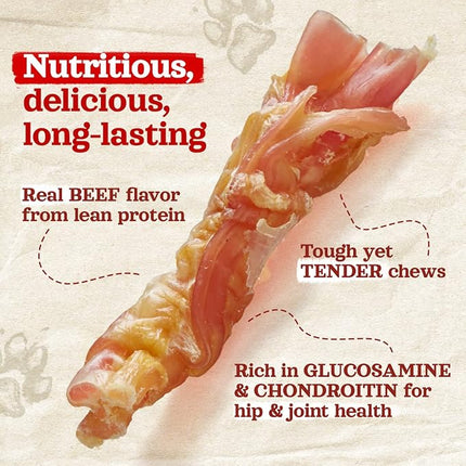Natural Farm Extra-Thick Beef Tendons (9-12 Inch, 12 Pack), Natural Chondroitin and Collagen: Supports Healthy Joints, Great for Dental Health – Made & Packaged, All Dog Sizes