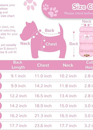Winter Warm Dog Jacket for Small Medium Dogs Cat Cold Weather Coats with Harness Paded Dogs Fleece Vest Waterproof Windproof Dog Snow Jacket Pet Puppy Clothes (Pink,S)