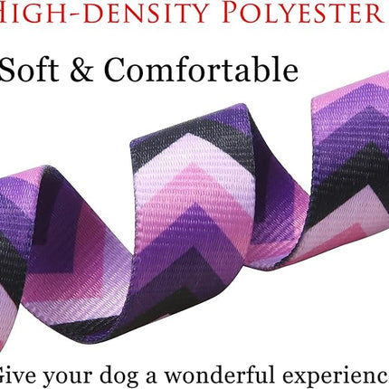 Dog Collar and Leash Set with Bohemia Floral Tribal Geometric Patterns - Soft Ethnic Style Collar Adjustable for Small Medium Large Dogs(Purple Arrow Set,S)