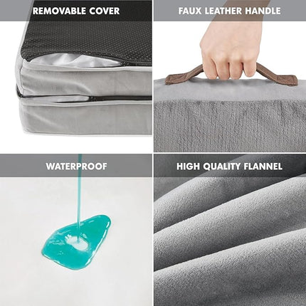 Friends Forever Orthopedic Dog Bed for Extra Large Dogs, Waterproof Memory Foam Dog Sofa Bed XL with Removable Washable Cover, Ally Grey, 42x32x7