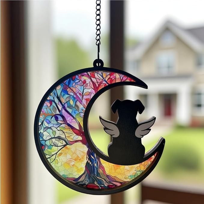 Ettonsun Dog Memorial Suncatcher Dog Memorial Gifts Passing Away Loss Remembrance Death Sympathy Gift (D)
