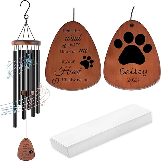 Personalized Pet Memorial Wind Chimes-Custom Sympathy Gift for Loss of Dog or Cat-Keepsake in Memory of Beloved Pet-Comforting Bereavement Gift for Grieving Pet Owners (Pet-Claw)