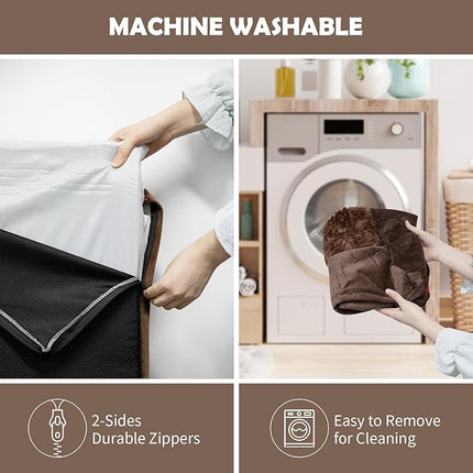 XL Orthopedic Dog Bed for Extra Large Dogs, Washable Dog Bed with Removable Bolster, Waterproof Pet Bed with Nonskid Bottom, Brown