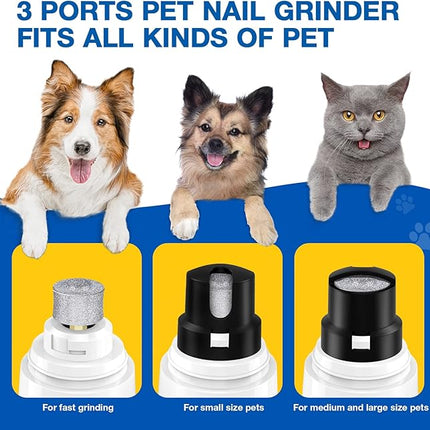 Bonve Pet Nail Grinder for Dogs - Upgraded Dog Nail Trimmers Super Quiet, 2 Speeds, Rechargeable, 2 Grinding Wheels for Small Large Dogs & Cats