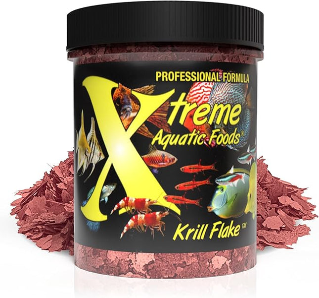 Xtreme Krill Flakes - Premium Max Protein Freshwater Fish Food with 100% Krill and Shrimp, & Vitamins for Optimal Immune and Digestive Health, Boosts Color & Energy – USA Farm Grown (1oz)