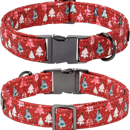 Lionet Paws Christmas Dog Collar with Bow tie,Cute Christmas Tree Red Dog Collar Bow Tie for Dogs and Cats Female, XS, Neck 8-12 inches