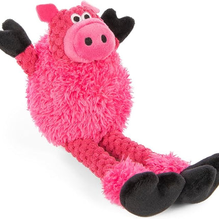 goDog Checkers Just for Me Skinny Pig Squeaky Plush Dog Toy, Chew Guard Technology - Pink, Mini