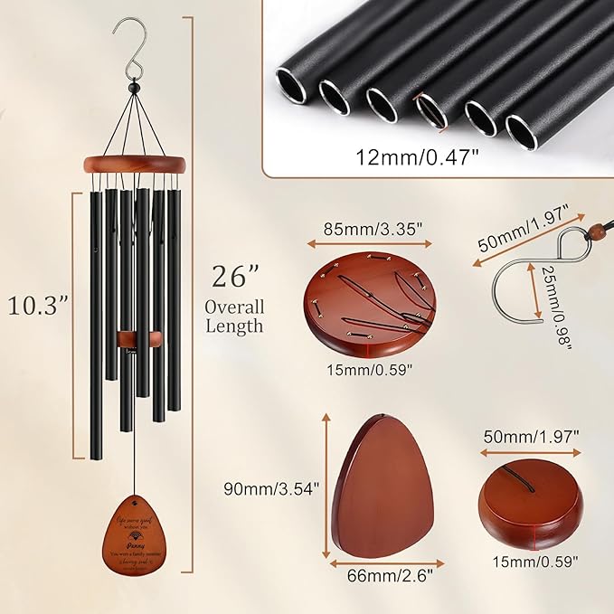 Funnylife Personalized Pet Memorial Wind Chime, Dog Memorial Gifts Pet Loss Sympathy Gifts Thoughtful Dogs and Cats Remembrance Outdoor Bereavement Memory Wind Chime 26"