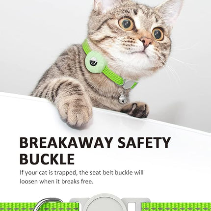 Apple AirTag Cat Collar, GPS Tracker Kitten Collar with Breakaway Feature, Lightweight and Reflective, Perfect for Cats and Puppies (Luminous Green)