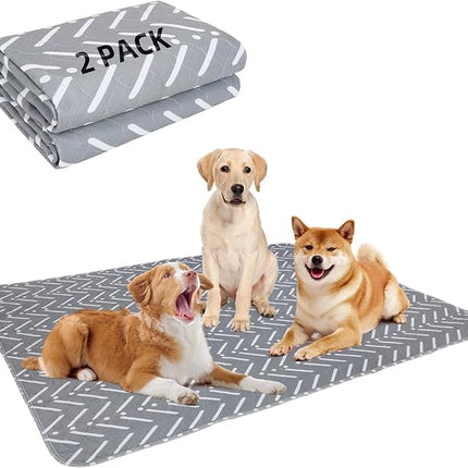 PUPTECK Reusable Dog Pee Pads, 2 Pack Non-Slip Washable Waterproof, Fast Absorbing Puppy Pads Whelping Mat, for Couch, Crate, Potty Training 48" x 60"
