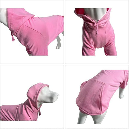 Lovelonglong Blank Basic Hoodie Sweatshirt for Dogs 100% Cotton Fits Small Medium Dachshund Large Dog Pink XS