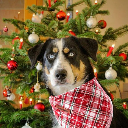 Lionheart glory Dog Bandana 1 Pack Washable Soft Cotton Christmas Plaid Bibs Scarf, Adjustable Kerchief Square Dog Bandanas for Large Dogs