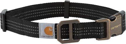 Carhartt Fully Adjustable Nylon Webbing Collars for Dogs, Reflective Stitching for Visibility, Black (Nylon Webbing), Medium