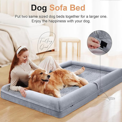 Large Dog Bed Orthopedic Washable: Extra Large Sized Beds for Jumbo Dogs Egg Crate Foam Sofa Couch Waterproof Removable Cover