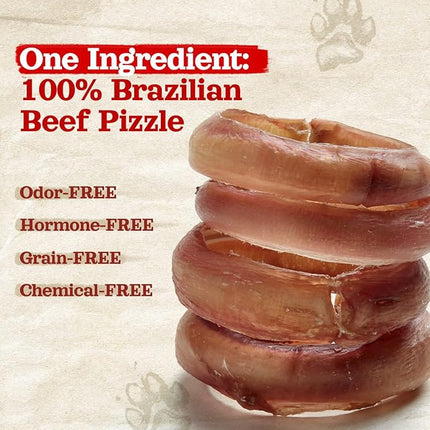 Natural Farm Odor Free Bully Sticks Ring Shaped (3-4 Inch, 10 Pack) - 100% Beef Chews for More Engagement & Fun, Grass-Fed, Non-GMO, Fully Digestible - Best for Small & Medium Chewers