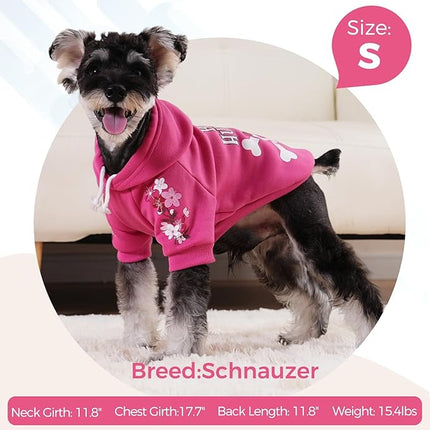 BINGPET Bone Hunter Dog Sweater with Hood and Leash Hole,Warm Fleece Dog Hoodie & Winter Coat for Small to Large Dogs,Cold Weather Pet Clothes(Small)