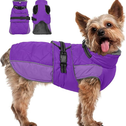 QBLEEV Warm Dog Jacket - Reflective, Adjustable Winter Coat with Turtleneck for Cold Weather, Waterproof Fleece Snowsuit for Small, Medium, Large Dogs