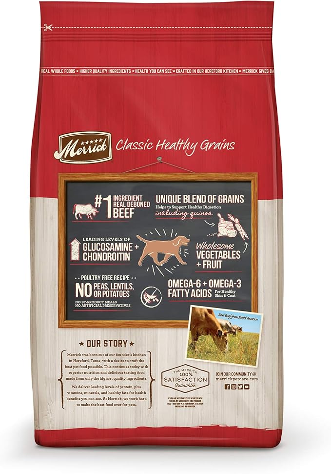 Merrick Healthy Grains Premium Adult Dry Dog Food, Wholesome And Natural Kibble With Beef And Brown Rice - 12.0 lb. Bag