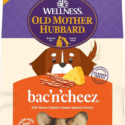 Old Mother Hubbard Wellness Bac'N'Cheez Dog Biscuits, Natural, Training Treats, Bacon & Cheese Flavor, Large Size, (3.3 Pound Bag)