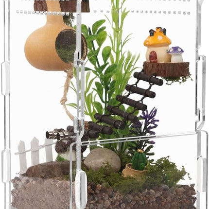 8x4x4in Vertical Acrylic Jumping Spider Enclosure – Arboreal Tarantula & Reptile Terrarium for Sling Lizards, Geckos, Snails
