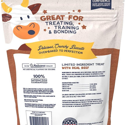 Natural Balance Limited Ingredient Rewards Crunchy Biscuits, Bite-Size Treats for Small-Breed Dogs, Made with Real Beef, 8 Ounce (Pack of 1)