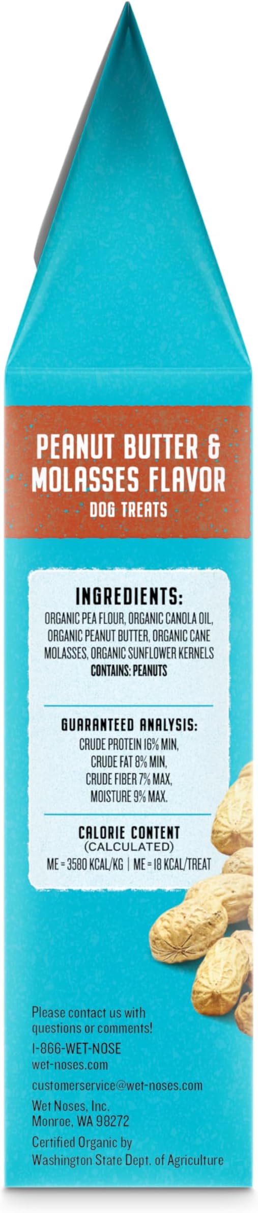 Grain-Free Organic Crunchy Dog Treats – for All Pet Sizes, Breeds – All-Natural Treat – 100% Human-Grade – Delicious Snacks for Dogs – Grain Free - Peanut Butter Molasses, 2 X 14oz Box