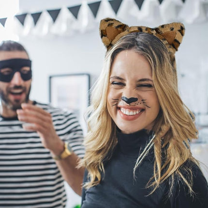 Beviliu Leopard Cheetah Ears Headband, Leopard Cat Hairband for Women, Leopard print Costume Bear Bunny Dog Headband for Birthday Party Halloween Christmas Washing Makeup Cosplay, 2Pack