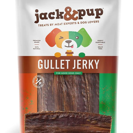 Jack&Pup Gullet Beef Jerky for Dogs (25 Pack) 6" Esophagus Dog Treats, Beef Gullet Sticks for Dogs, Long Lasting Dog Chew