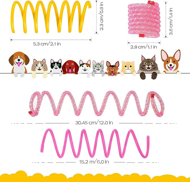 Sumind 30 Pieces Cat Springs Spiral Kitten Springs Interactive Cat Toys Pet Plastic Coil Spiral for Kitten Bouncing Play Training, 2 Styles