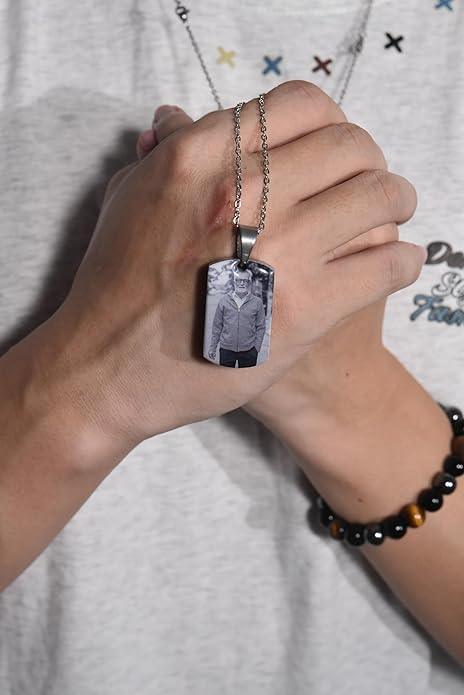 Personalized Ashes Necklace for Men Women Pet Custom Photo Text Urn Necklace Customized Engraving Holder Memorial Cremation Jewelry Keepsake Memorial Gifts