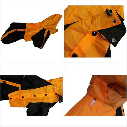 Lovelonglong Dog Hooded Raincoat, Small Dog Rain Jacket Poncho Waterproof Clothes with Hood Breathable 4 Feet Four Legs Rain Coats for Small Medium Large Pet Dogs Orange L